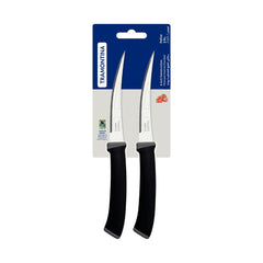 Conjunto 2 Facas Para Tomate Tramontina Felice Aço Inox E Cabo Polipropileno Preto Profissional