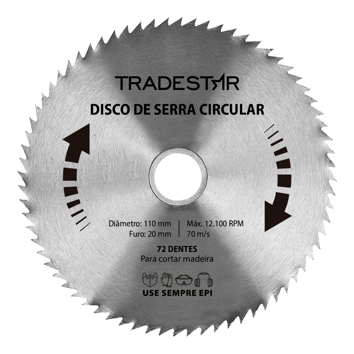 Serra Circular 110 x 20 mm 72D Madeira Tradestar