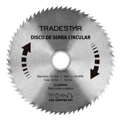 Serra Circular 110 x 20 mm 72D Madeira Tradestar