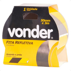 Fita Zebrada Adesiva Refletiva 50mmx3m Amarela/Preta Vonder