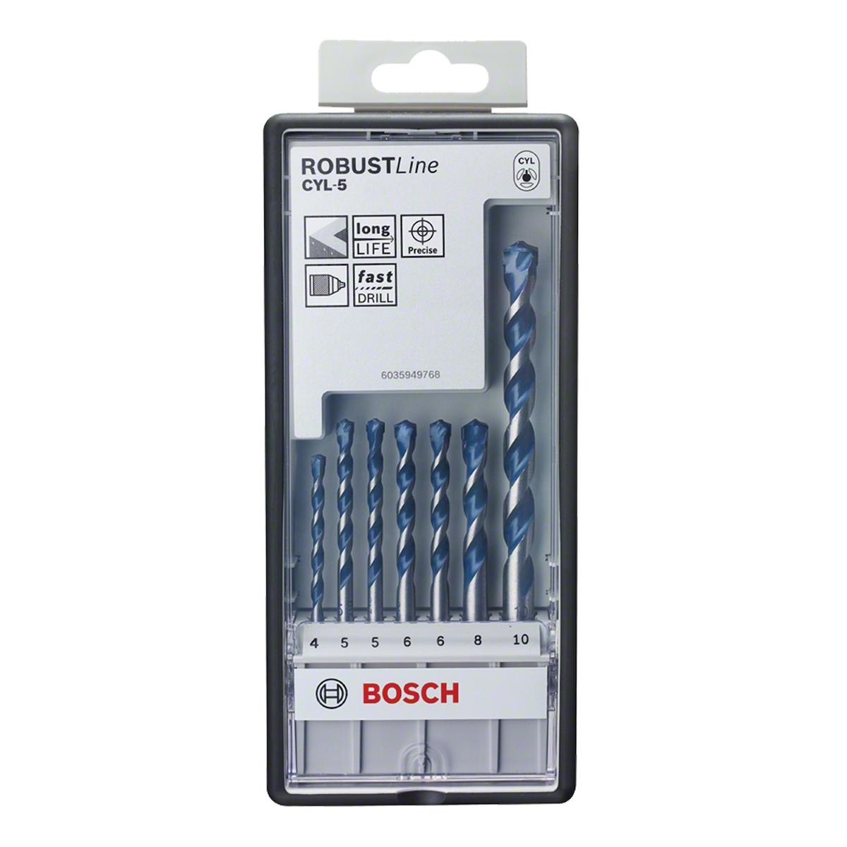 Jogo De Broca Para Concreto Bosch Cyl-5 Ø4-5-5-6-6-8-10 mm