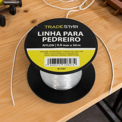 Linha Pedreiro Nylon 0,8 mm 50 Metros Transparente Tradestar
