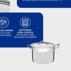 Caldeirão Tramontina Professional Aço Inox Fundo Triplo 24 cm 7,8 L Tampa Plana Satinado