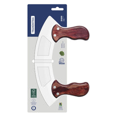 Mezzaluna Tramontina Polywood Lâmina Aço Inox Cabo Madeira Vermelho