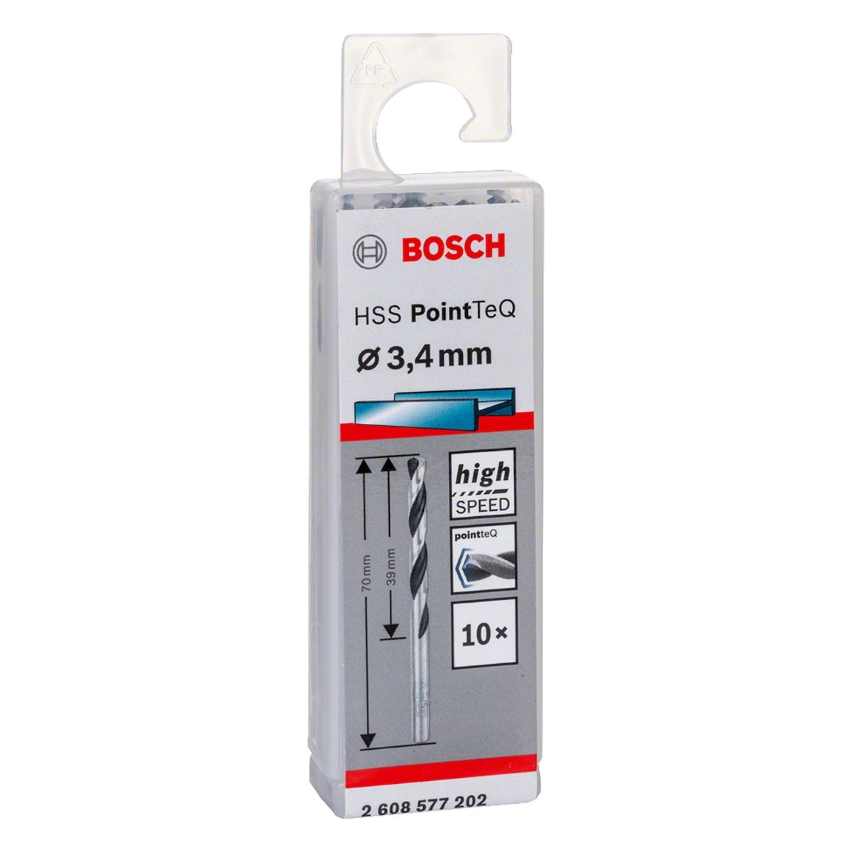 Broca Metal Bosch Aço Rápido Hss-Pointteq 3,4mm 10 Peças