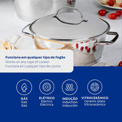 Jogo De Panelas Tramontina Allegra Aço Inox Fundo Triplo 5 Peças Indução
