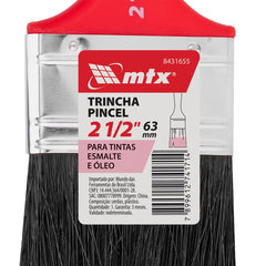 Trincha Pincel 2 1/2'' Cerdas Pretas Cabo Plástico Para Tintas Esmalte Óleo 1PC MTX