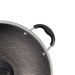 Panela Wok Tramontina Paris 36 cm 6,0 L Alumínio Antiaderente Starflon Max Com Tampa De Vidro Chumbo