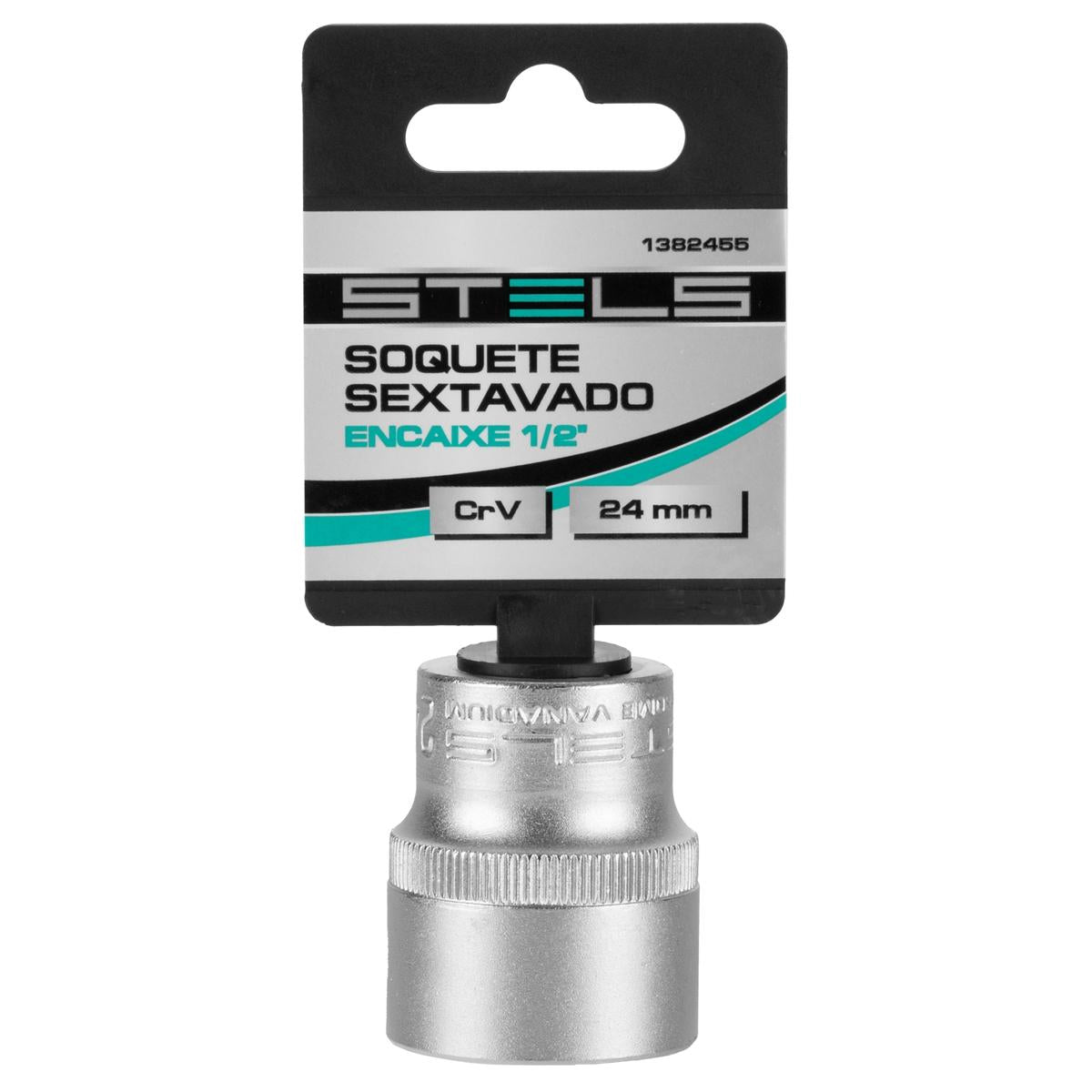 Soquete Sextavado 1/2'' 13mm Aço CrV Stels 1382455 Com Clips Plástico