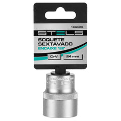 Soquete Sextavado 1/2'' 13mm Aço CrV Stels 1382455 Com Clips Plástico