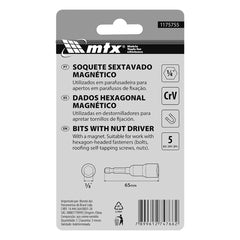 Soquete Magnético Parafusadeira 3/8 Pol 65mm 5 Pçs Ferramenta Oficina