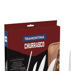 Jogo De Facas Para Churrasco Tramontina 4 Peças Aço Inox E Cabo Polipropileno