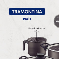 Jogo De Panelas 7 Peças Tramontina Paris Alumínio Antiaderente Starflon Max Chumbo