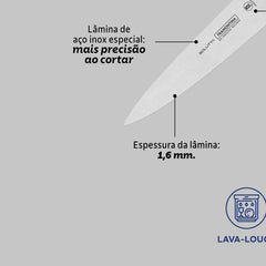 Faca Utility Tramontina Solutta 15 Cm Aço Inox Cabo Policarbonato Fibra De Vidro Certificada NSF