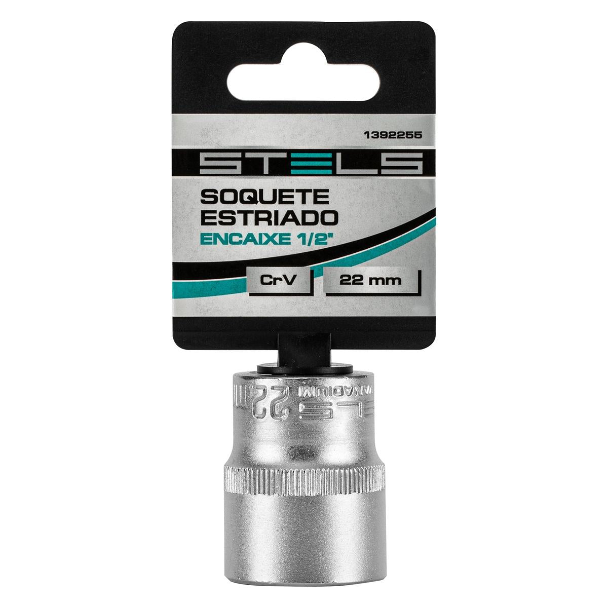 Soquete Estriado Stels 22mm 1/2'' Aço CrV com Encaixe Preciso