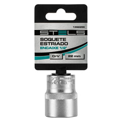 Soquete Estriado Stels 22mm 1/2'' Aço CrV com Encaixe Preciso