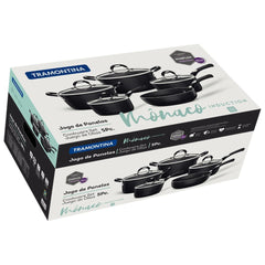 Jogo De Panelas 5 Peças 3 Mm Indução Starflon Premium Tramontina Mônaco Preto