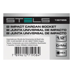 Junta Universal Impacto 1/2'' Cromo Molibdênio Stels 1397855 Aço CrMo 44-48 HRC