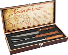 Kit Churrasco (4Pc)Aço Inox Com maleta Vonder