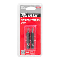 Bits Torx T7 Cromo Vanádio 50mm 2pcs MTX 1/4'' Aço CrV Alta Durabilidade