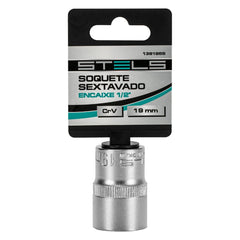 Soquete Sextavado 1/2'' 19mm CrV com Clips Plástico Automóvel Stels 1381955