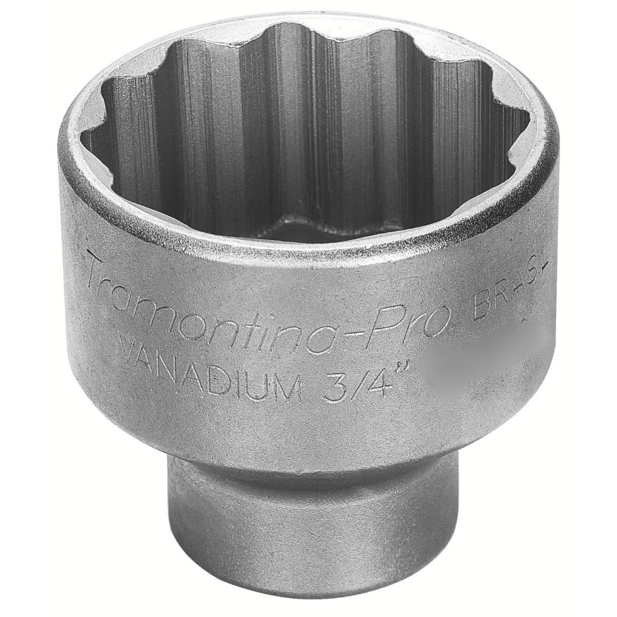 Soquete Estriado 19 mm 3/4 Hyper Drive Aço Cromo Vanádio Norma DIN 3124 Cromado Tramontina PRO