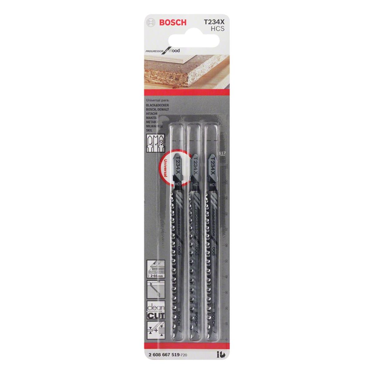 Lâmina Serra Tico Tico Bosch T234X Progressor For Wood 3Pçs