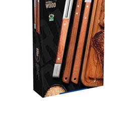 Jogo De Utensílios Para Churrasco 3 Peças Aço Inox E Madeira Tramontina