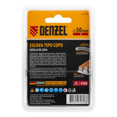 Escova Tipo Copo 50mm Com Haste 1/4'' (6mm) Cerdas 0,3mm Aço Inoxidável Denzel