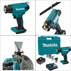 Soprador Termico Sem Fio 18V Portátil 500°C Com 1 Bateria Carregador Tubeiras Maleta DHG180RT Makita