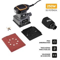 Lixadeira Orbital WAP ELO 25 14000 OPM 250W Sistema de Grampos, Saco Reutilizável 127V