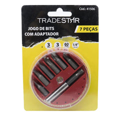 Jogo Bits Fenda Phillips Adaptador Magnético 7 Peças Tradestar