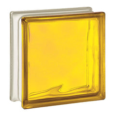 Tijolo de Vidro 19 x 19 x 8 CM Amarelo Translúcido 06 Unidades Tradestar