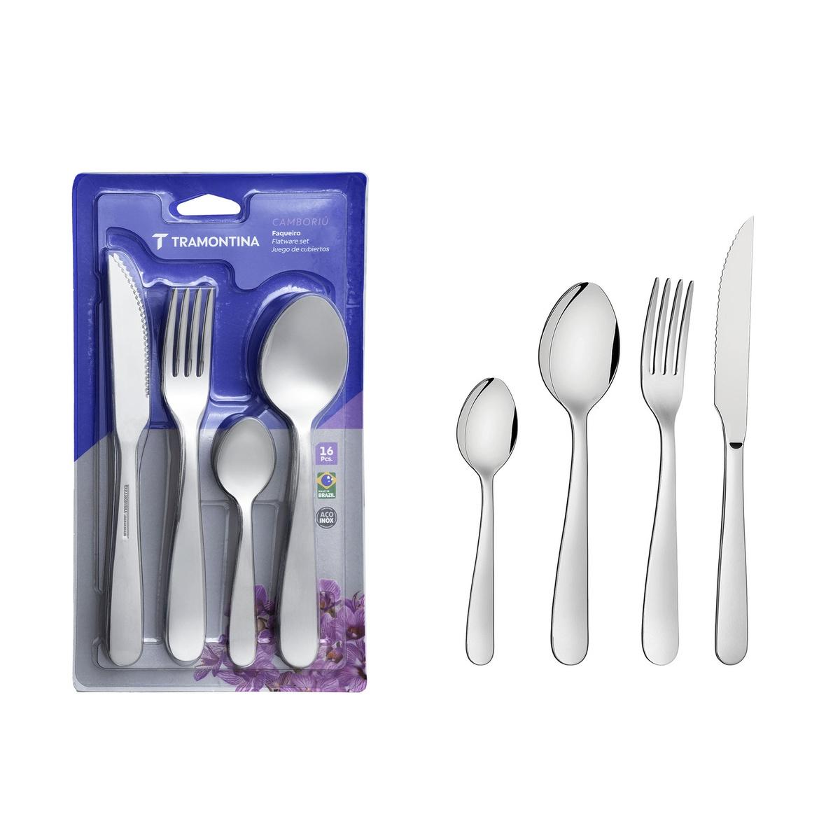 Faqueiro Em Aço Inox 16 Peças Com Facas Para Churrasco Tramontina Camboriú