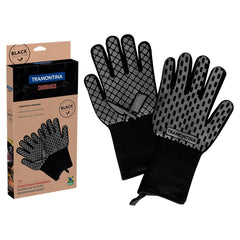 Luva De Proteção Térmica Tramontina Churrasco Black 02 Peças Em Aramida E Silicone Profissional