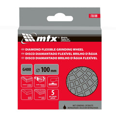 Disco Diamantado Flexível 100mm 5pc MTX Desbaste Refrigerado Grão 400