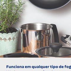 Jogo De Panelas Tramontina Solar Silicone Aço Inox Fundo Triplo 5 Peças Indução