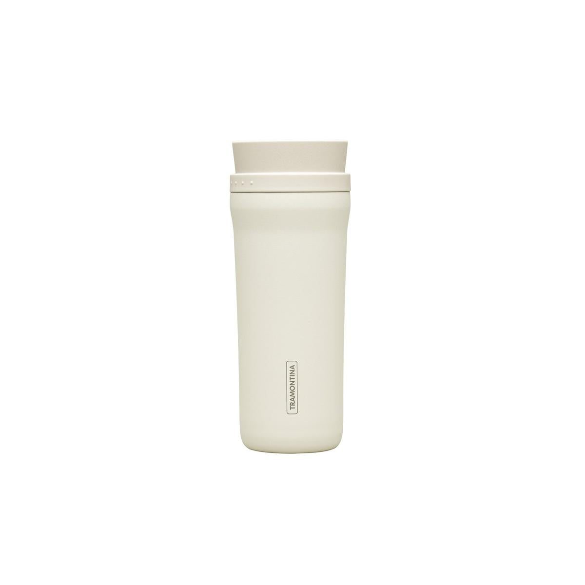 Copo Térmico Tramontina 460 ml Aço Inox Bege Bocal 360° Parede Dupla A Vácuo