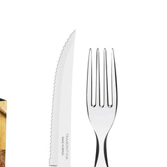 Jogo De Talheres Para Churrasco Tramontina 12 Peças Aço Inox Cabo Vermelho Polywood