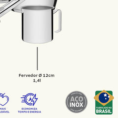 Jogo De Panelas Tramontina Allegra Aço Inox Fundo Triplo 5 Peças Indução 260°C