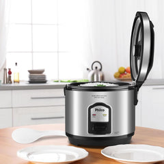 Panela de Arroz Elétrica PH5P Visor Glass Inox Philco Preta Com Tampa Transparente 220V