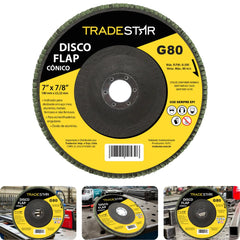 Disco Flap 180 mm G80 Fibra Cônico Aço Tradestar