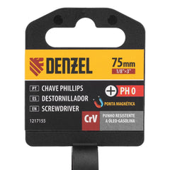 Chave Phillips 1/8x 3 PH0x75mm CRV Cabo 3 Componentes Denzel