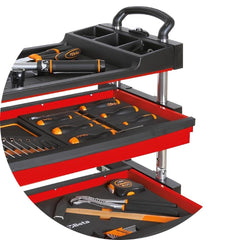 Carrinho de Ferramentas Tipo Trolley Rebatível 2 Gavetas com 6 Tabuleiros Vermelho C27S-R Beta