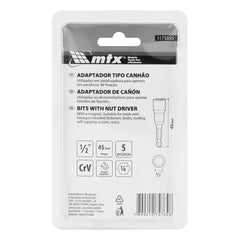Soquete Magnético Para Parafusadeira 1/2 Pol 45mm 5 Peças Aço CrV MTX 1175555