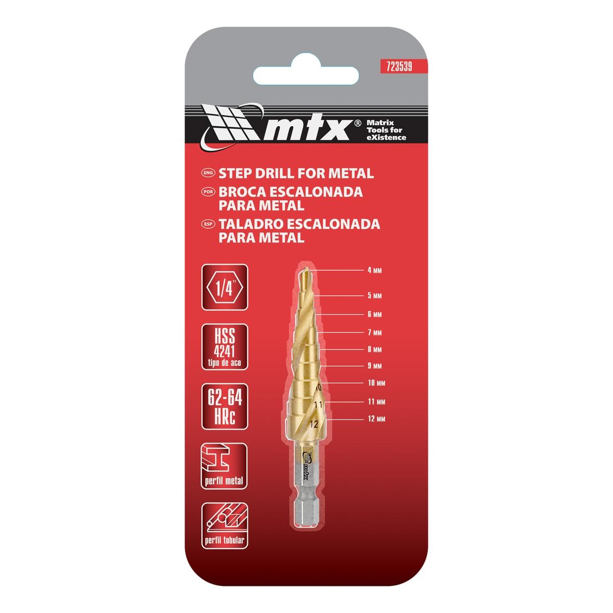 Broca Escalonada HSS 4-12mm Aço Rápido Titânio Espiral Para Aço Inox