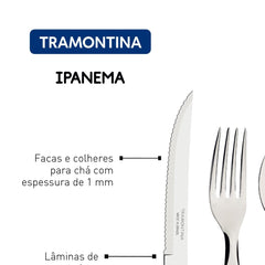 Faqueiro 24 Peças Aço Inox Cabo Polipropileno Branco Tramontina Ipanema