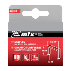 Grampos para Grampeador Tipo 53 Temperado 14mm 1000 Pcs MTX Fixação Segura e Duradoura