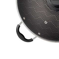 Panela Wok Tramontina Paris 36 cm 6,0 L Alumínio Antiaderente Starflon Max Com Tampa De Vidro Chumbo