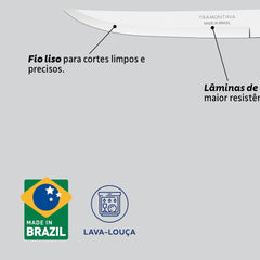 Faca Para Churrasco Tramontina Felice Lâmina 5 Polegadas 12,7 cm Aço Inox Cabo Polipropileno Preto